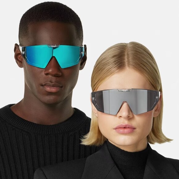 Versace Women Sunglasses Crystal Grey Mirror Blue Single Lens VE4461 148/6V NEW main image 8